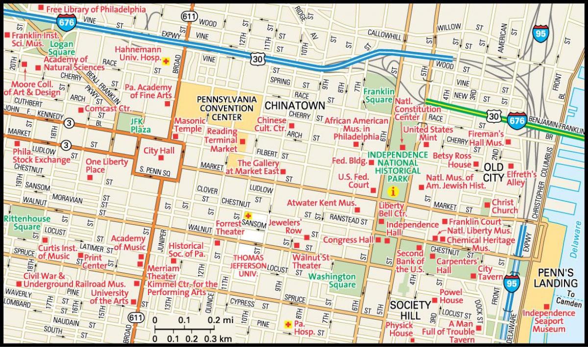 Karte von der Innenstadt von Philadelphia