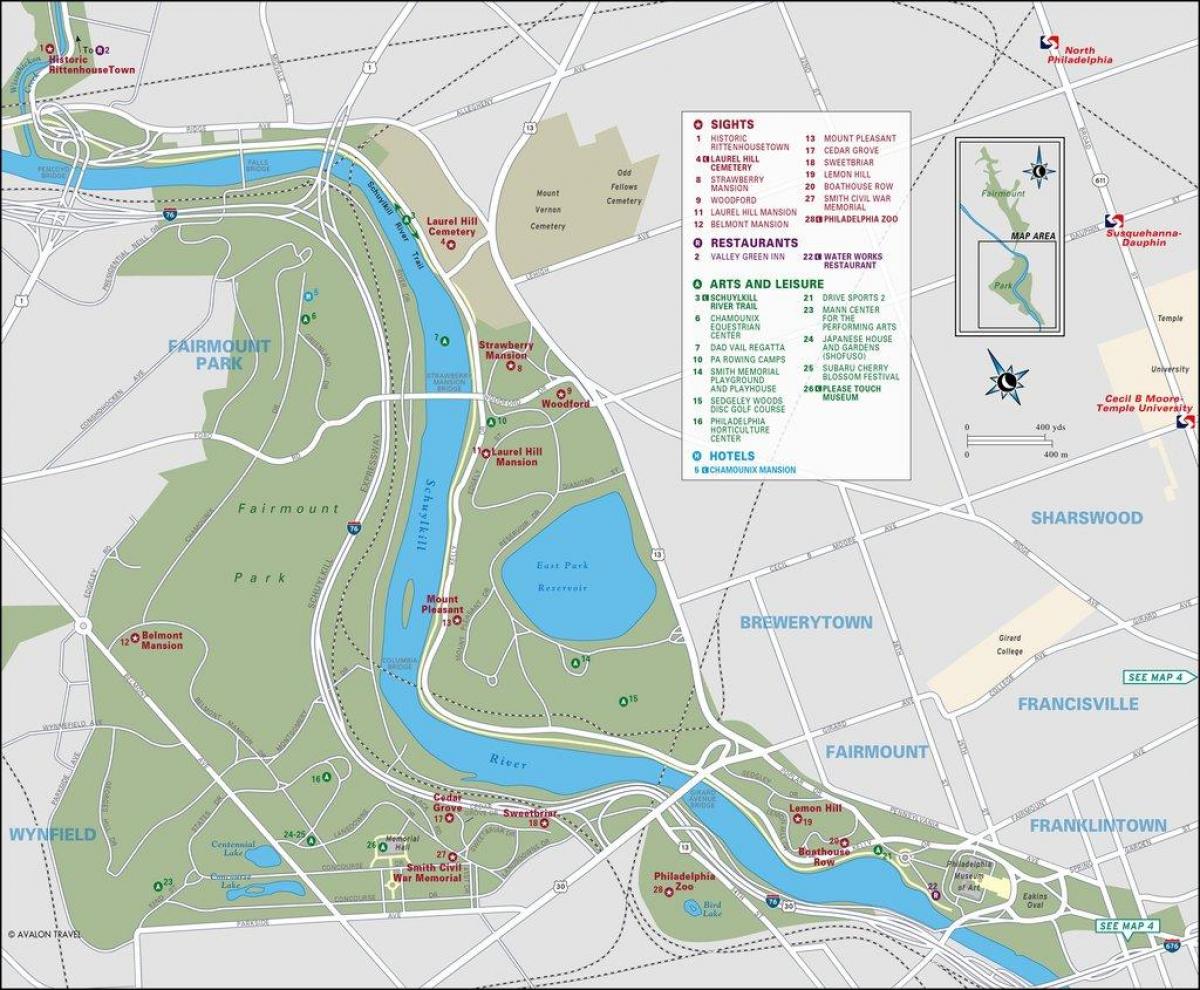 Karte von fairmount park, Philadelphia