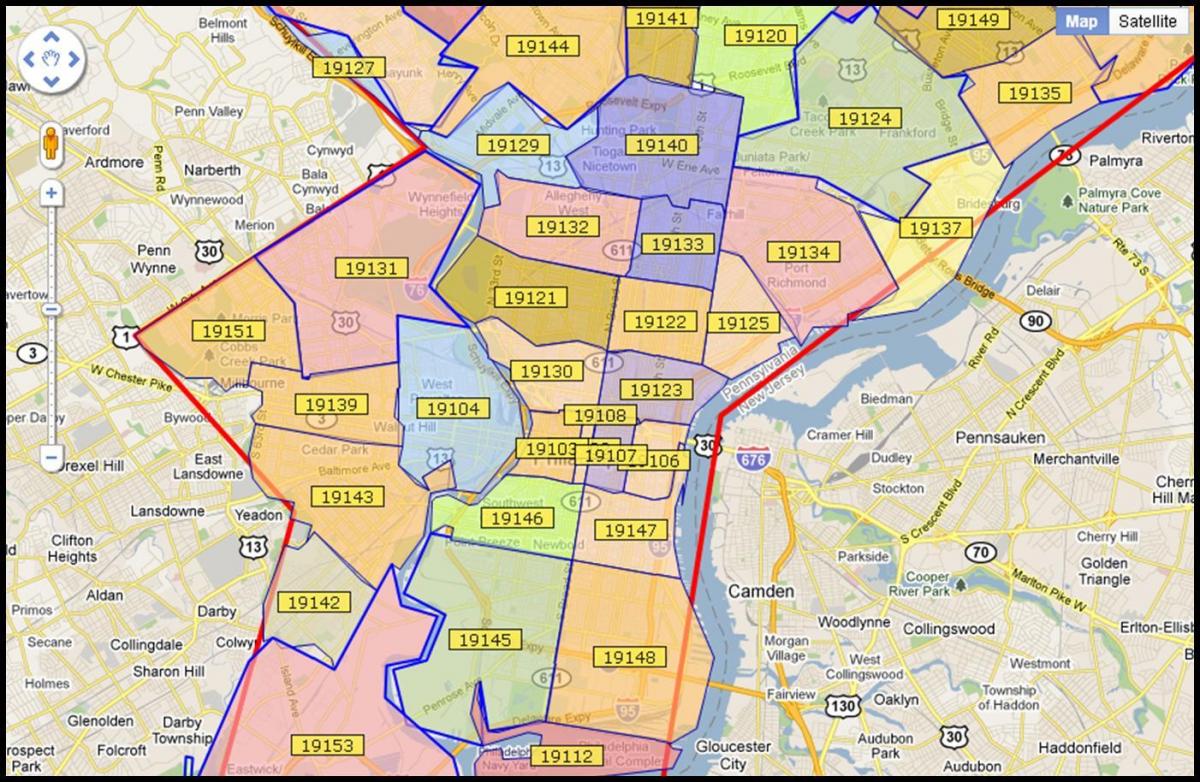 Karte von greater Philadelphia area