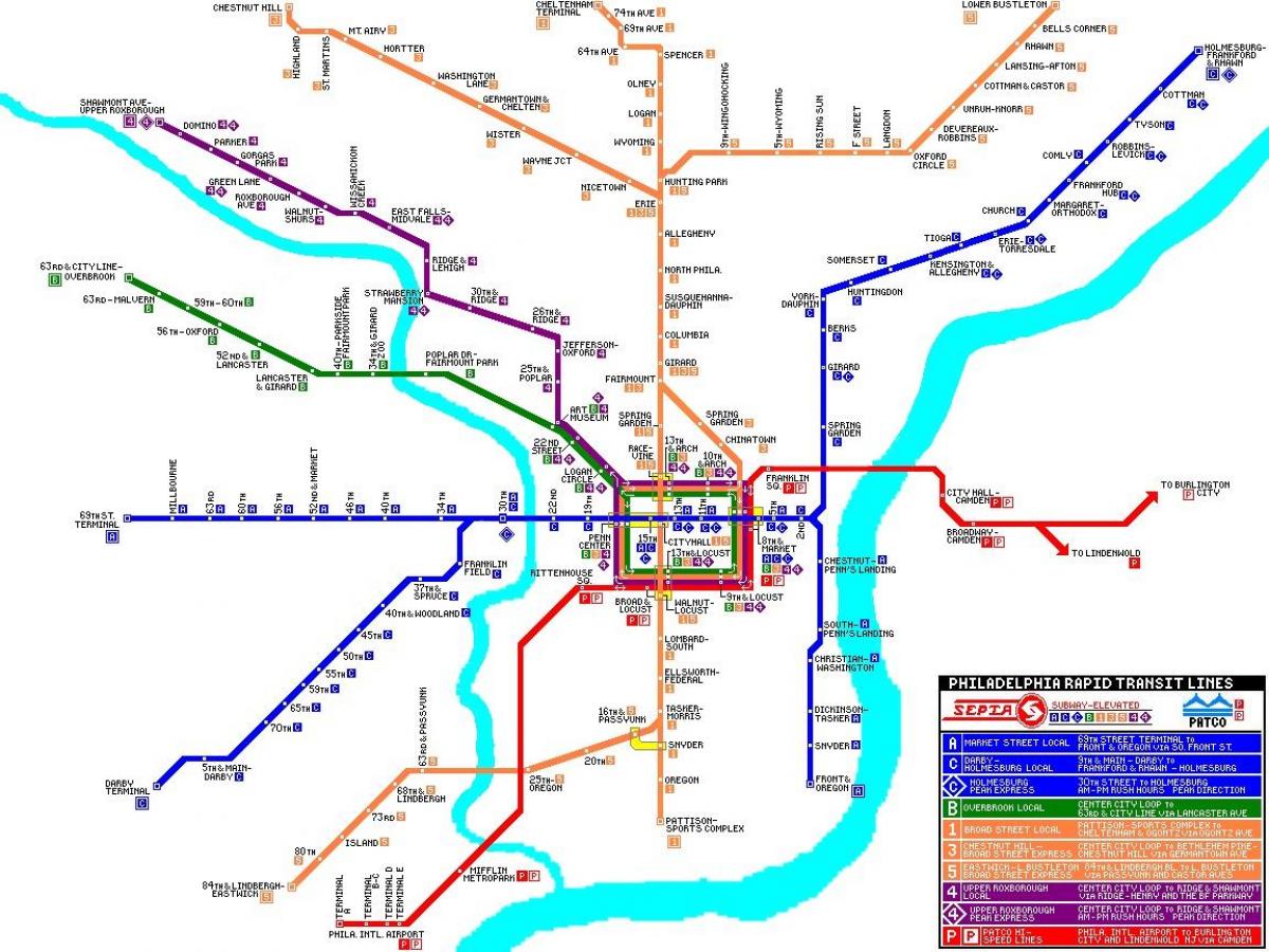 Philadelphia-Masse-transit-system-Karte