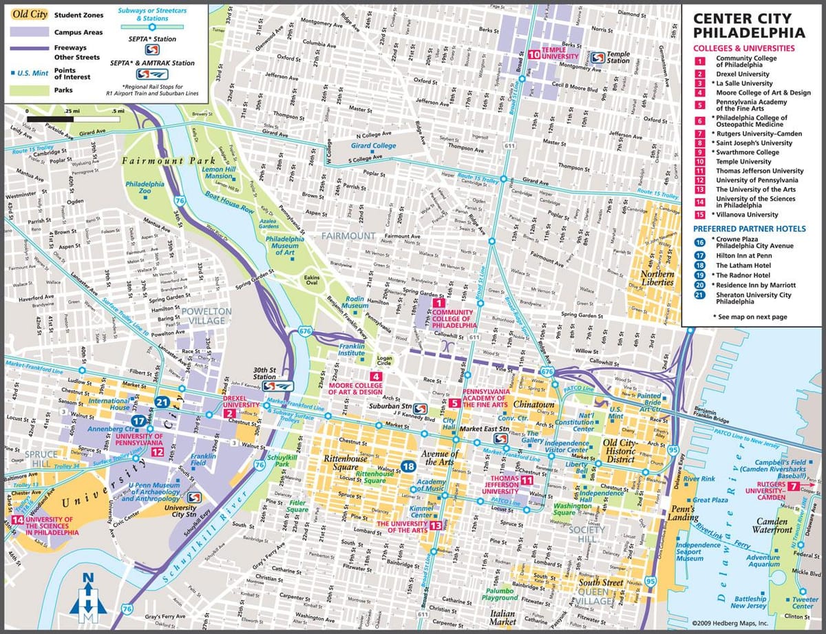 Philly touristische Karte anzeigen