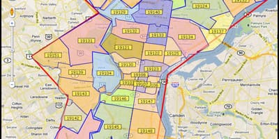 Karte von greater Philadelphia area